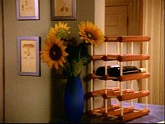 wine rack and sunflowers